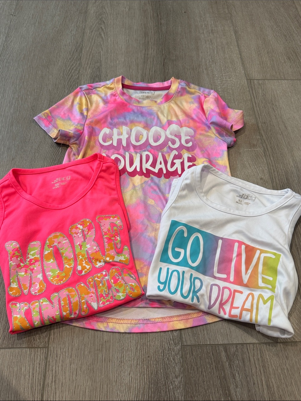 Girls 6-6X shirt and tank top bundle kindness courage live soft athletic